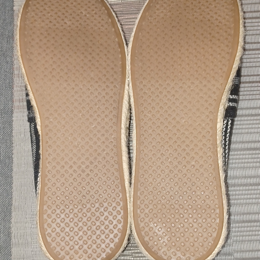 TOMS Shoe Black and White Striped Espadrilles - Picture 9 of 11